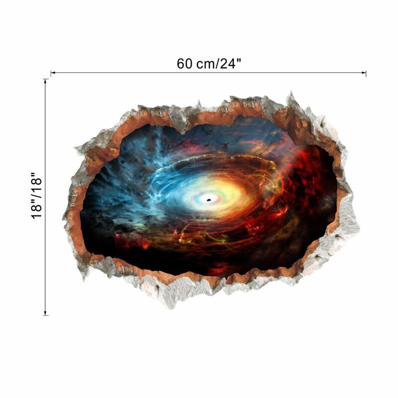 3d Window Outspace Wall Decal Wall Sticker Space Planet Boy Room Black Hole Home Decor Art Poster: 14258