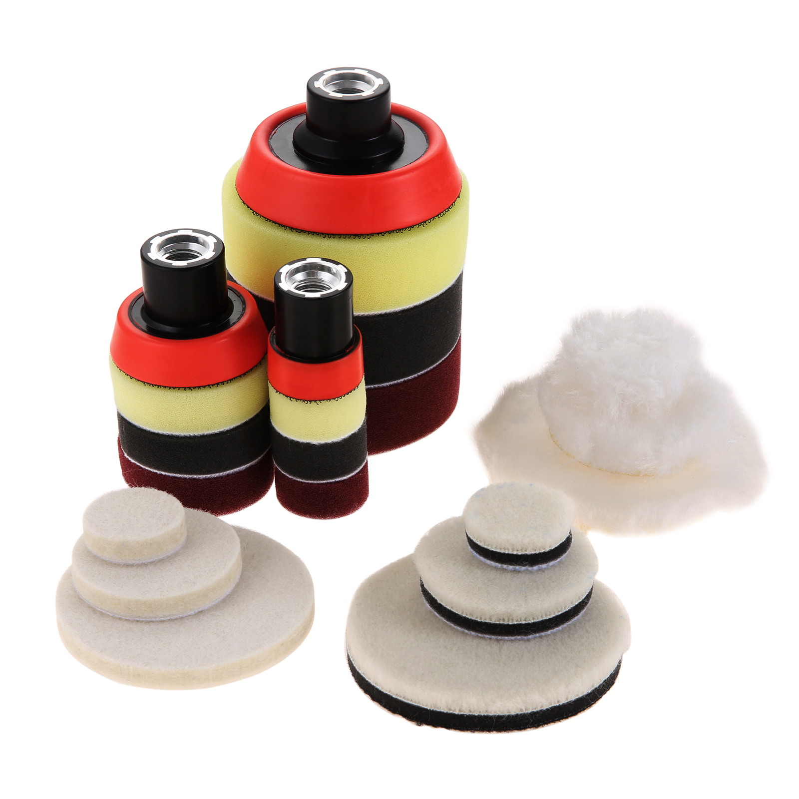 DRELD 7 Pcs 1/2/3 Inch Drill Buffing Polish Pad Polishing Kit with M14 Tray Detail Waxing Sponge Car Buffer Polisher for Polish