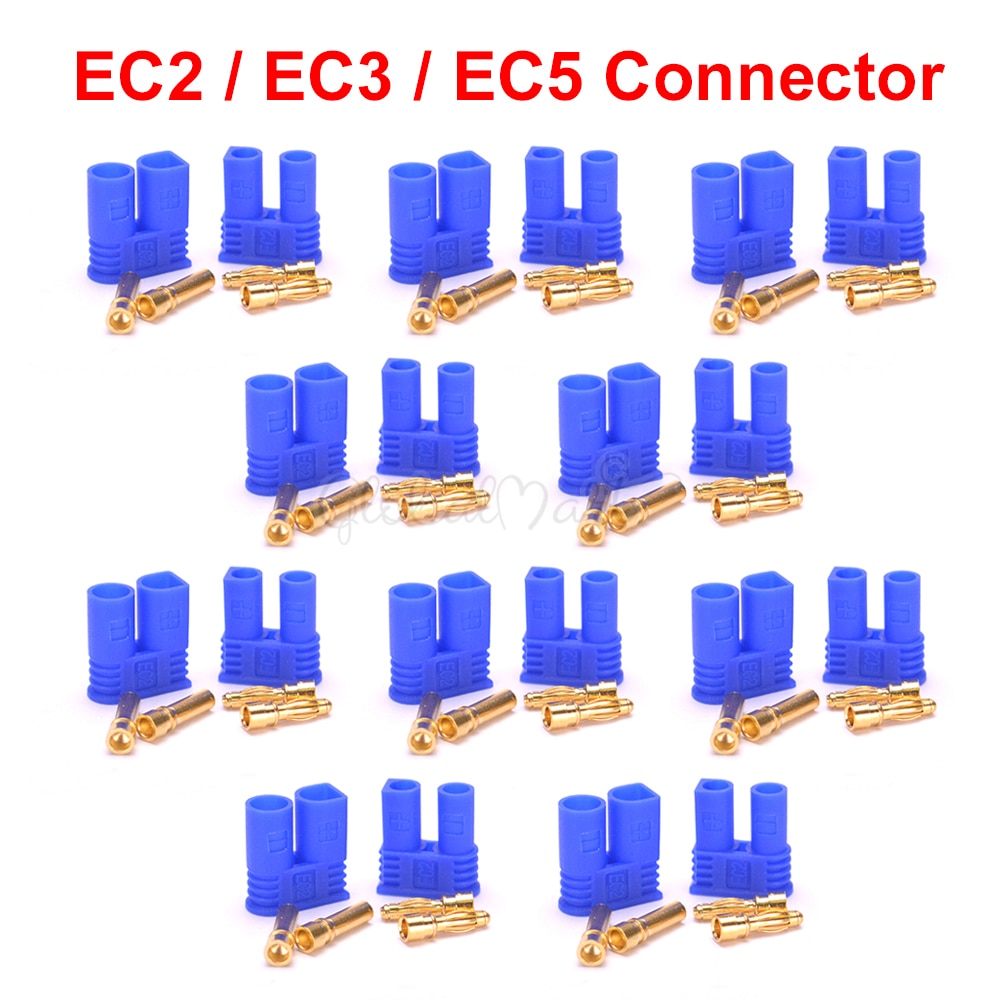 Connecteur de batterie de Type EC2 EC3 EC5, 5 paires/10 paires, mâle et femelle, doré, prise Bullet, pour accessoires RC