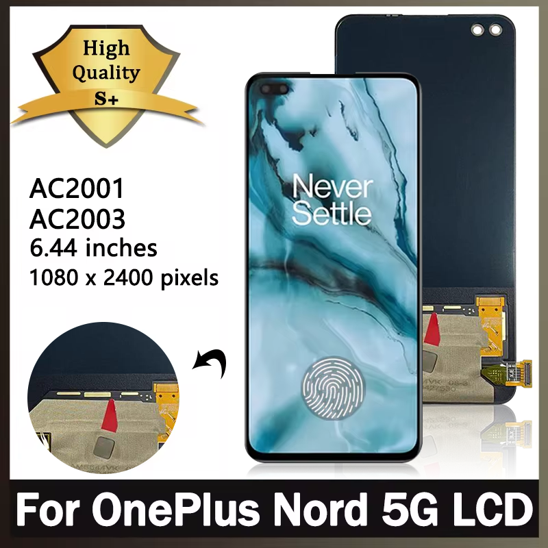 Pantalla LCD Super AMOLED para OnePlus One plus Nord, Panel Digitalizador de pantalla táctil para 1 + Nord 5G AC2003 AC2001, marco LCD