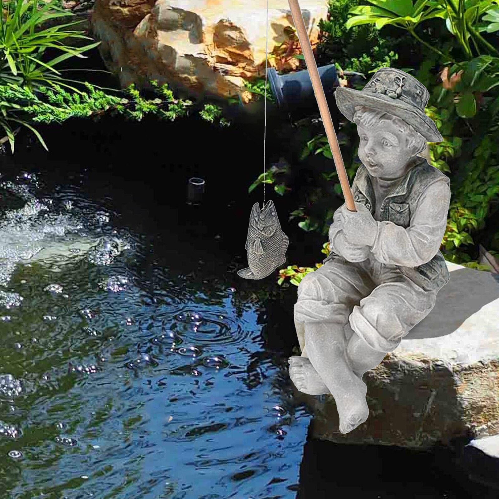 Hars Figuur Standbeeld Vissen Jongen Met Zithouding Tuin Ornament Koesteren In God Glorie Meisje Voor Outdoor Zwembad pr