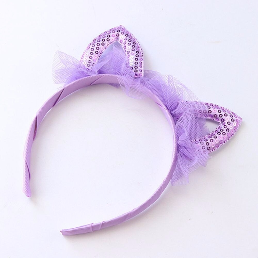 Girls Cute Colorful Sequin Crown Cat Ears Headbands Children Sweet Cat Ears Hair Band Birthday Party Kids Hair Accessories: F