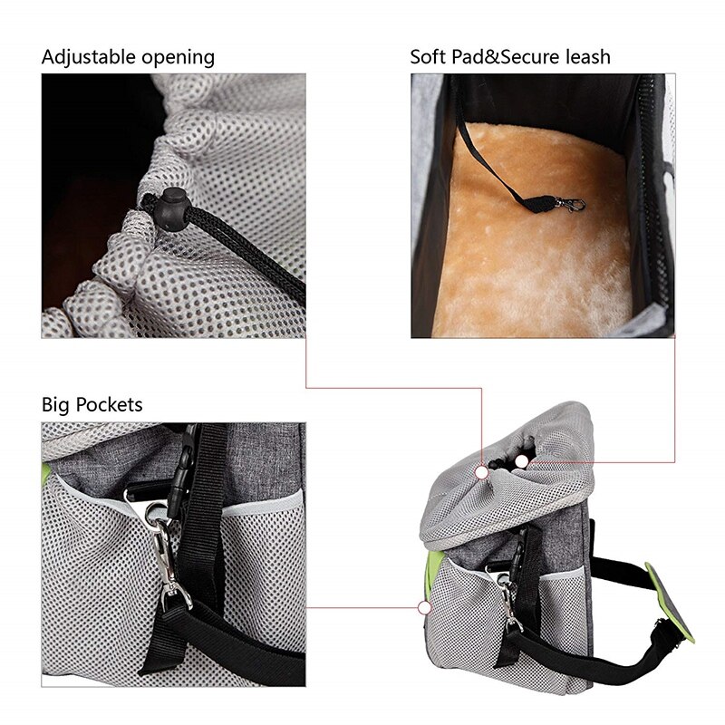 -Bicycle Pet Carrier Dog Bike Front Carrier with Small Pockets Bicycle Handlebar Small Pet Carrier with Shoulder Strap