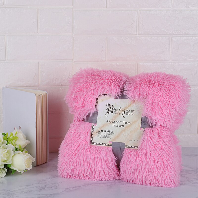 Couverture en fourrure douce couverture longue Shaggy floue fausse fourrure couverture canapé lit canapé couvertures confortable avec Sherpa moelleux: purple pink / 120-80cm