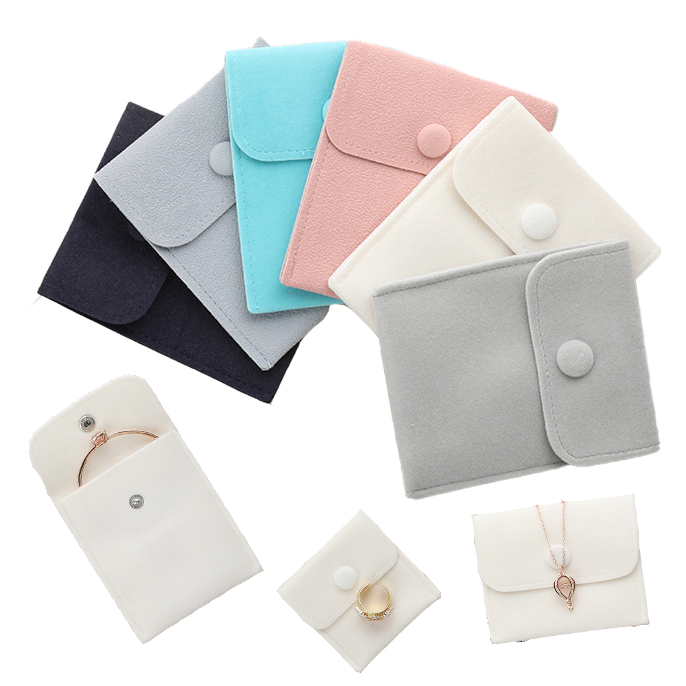 5 stuks fluwelen stoffen tassen sieraden drukknoop portemonnee zakjes voor ring armband ketting oorbellen cadeau opslag organisatie verpakking