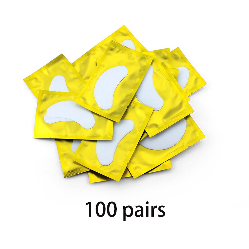 Autocollants d&#39;extension de cils, 50/100 paires, tampon sous les yeux, Patch de papier pour Extension de cils, Patch de Gel: 100 pairs Yellow
