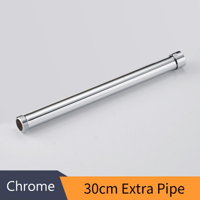 Shower Mounting Brackets 12" 30 CM Solid Brass Chrome Round Bathroom Shower Faucet Pipe Extension Tube Bar Shower Holder Arm: Chrome