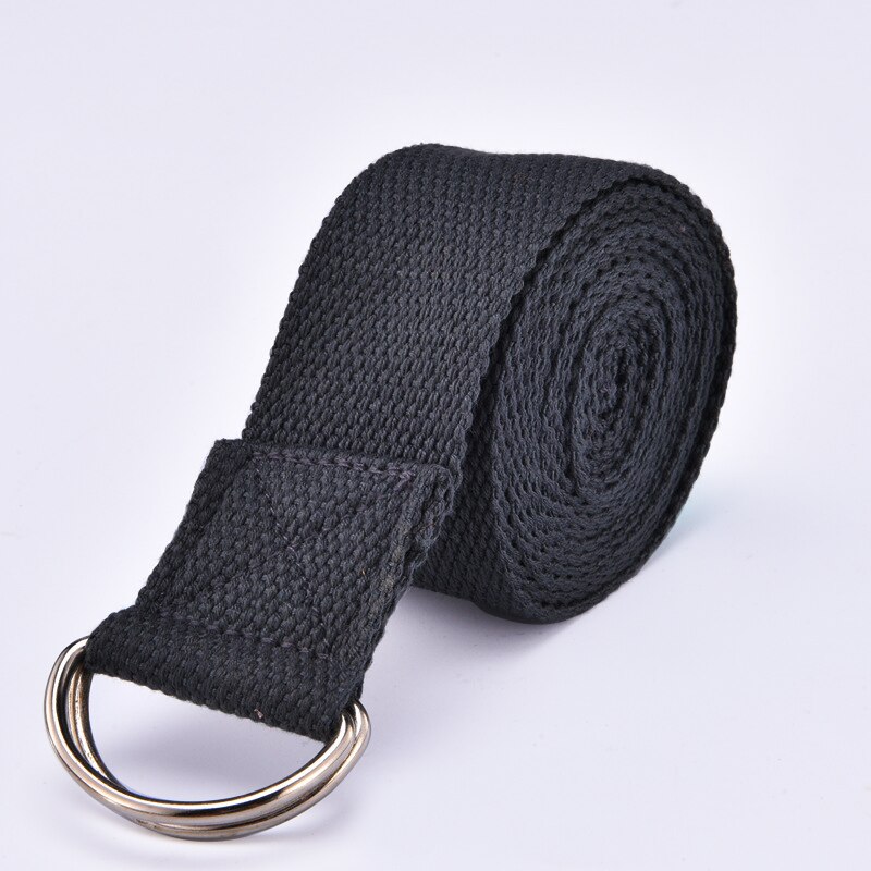 1Pc Yoga Stretch Strap D-Ring Gesp Riem Yoga Riem Fitness Oefening Gym Touw Figuur Taille Been Weerstand fitness Bands: Black