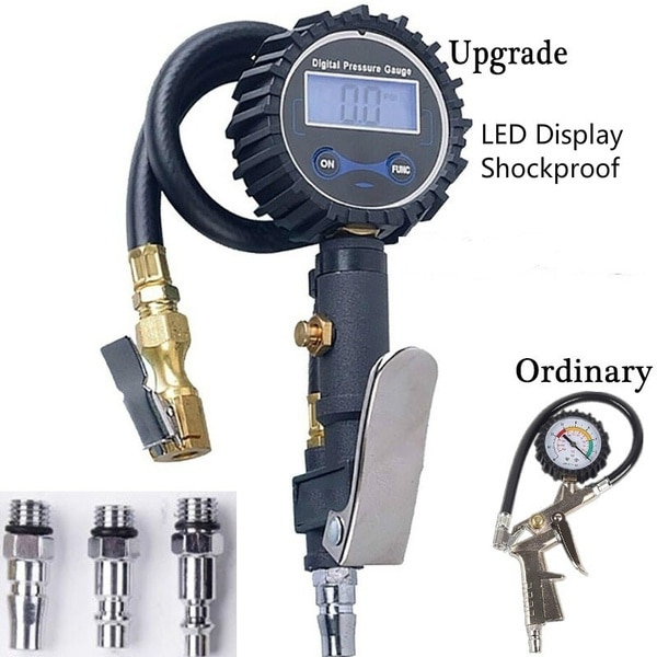 Digital Tire Inflator with Pressure Universal Car Tyre Pressure Gauge Max Test 220Psi Tyre Tire Inflator Gun Round Dial Air