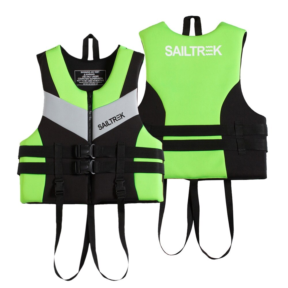 Neoprene Life Jacket Watersports Fishing Kayaking Boating Swimming Safety Life Vest Water Sports Survival Jacket Life Vest black: Green / XL