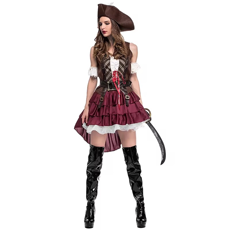 Costume da pirata di Halloween per adulti, costume da donna, spettacolo teatrale, capitano Jack, gioco di ruolo