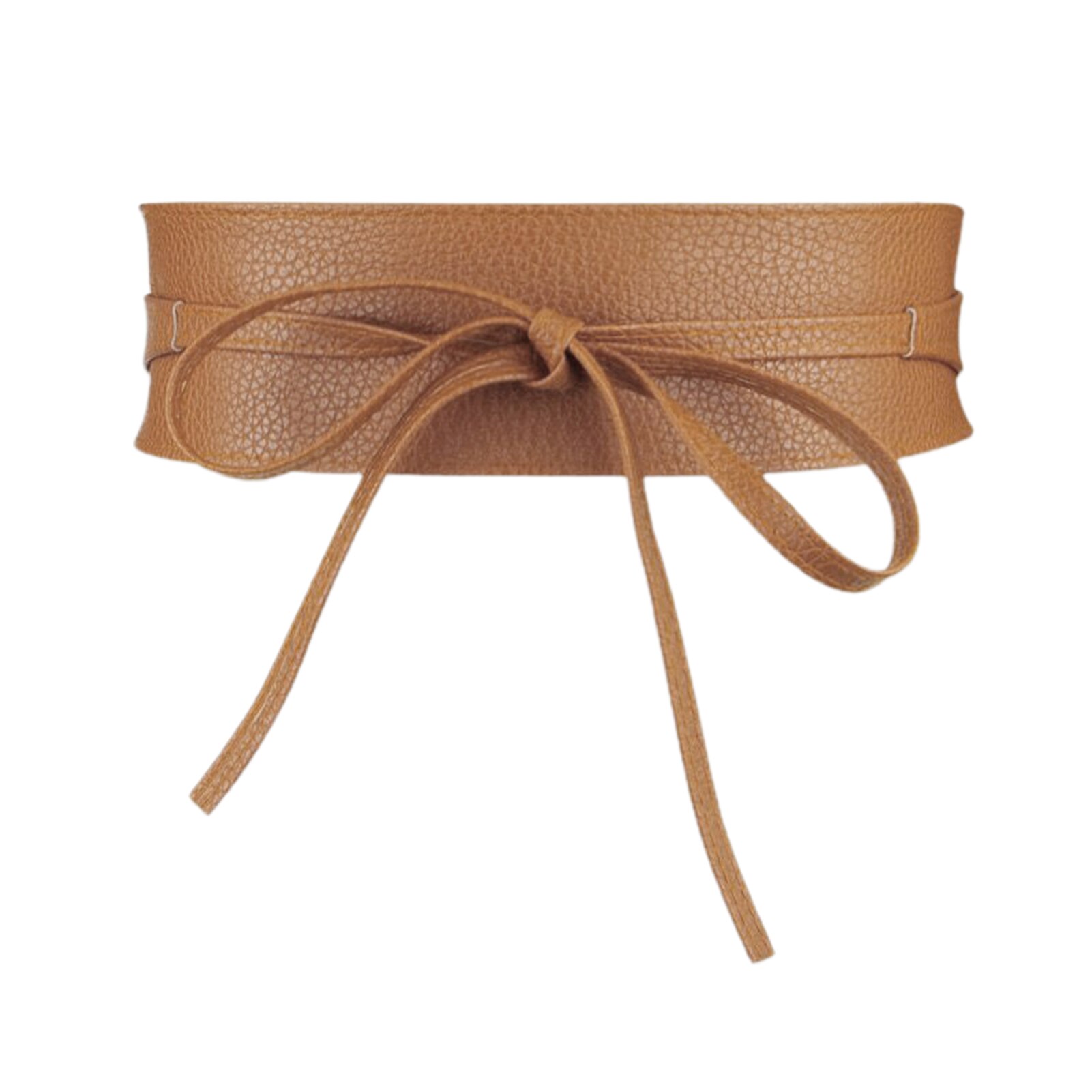 Dress Decor Wide Wrap Around Belt Corset Clothes Accessories Delicate Bowknot Tie Women Waistband Lightweight PU Leather: Tan