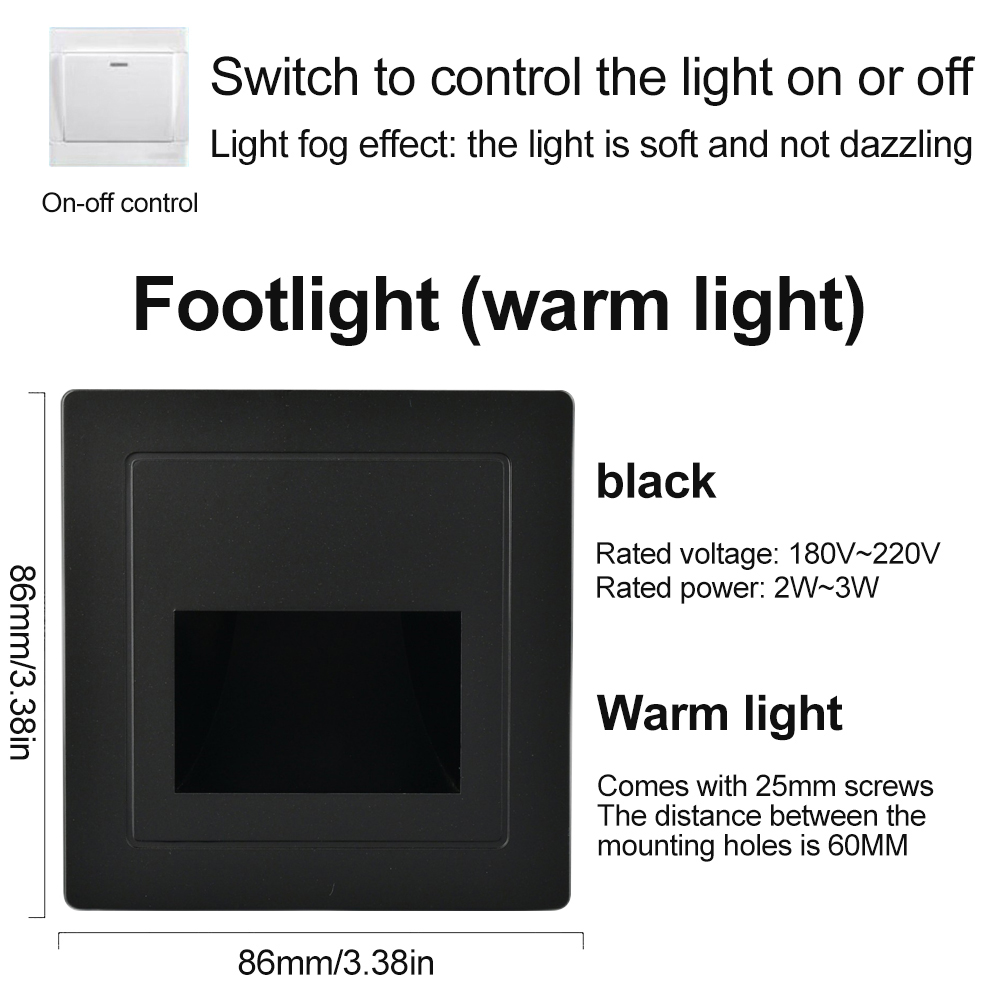 AC180-220V Ingelegde 86 Vloer Licht Schakelaar Bediening Led Wandlamp Inbouw Lamp Voor Gang Trap Trap Nachtlampje Trap: Bundle4