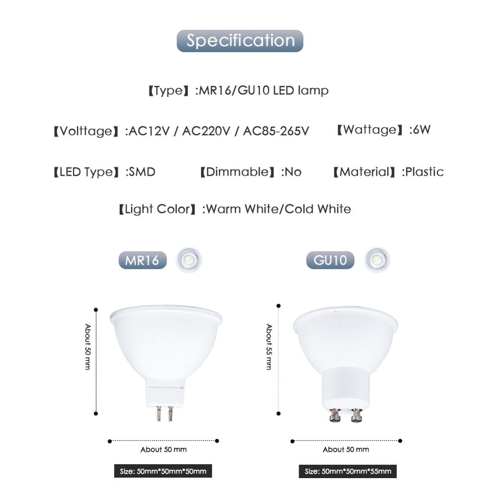 LED-strahler GU10 Herr16 Birne Stelle Licht GU5.3 SMD Lampara 6W AC 220V 240V 110V 12V Lampe Innen Beleuchtung Wohnkultur Bombillas