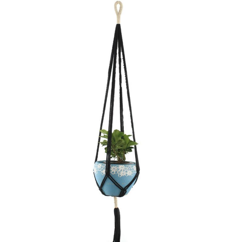 Decoratieve plantenhanger macramé plantenhanger voor buiten, hangende plantenmand van katoentouw met 4 poten