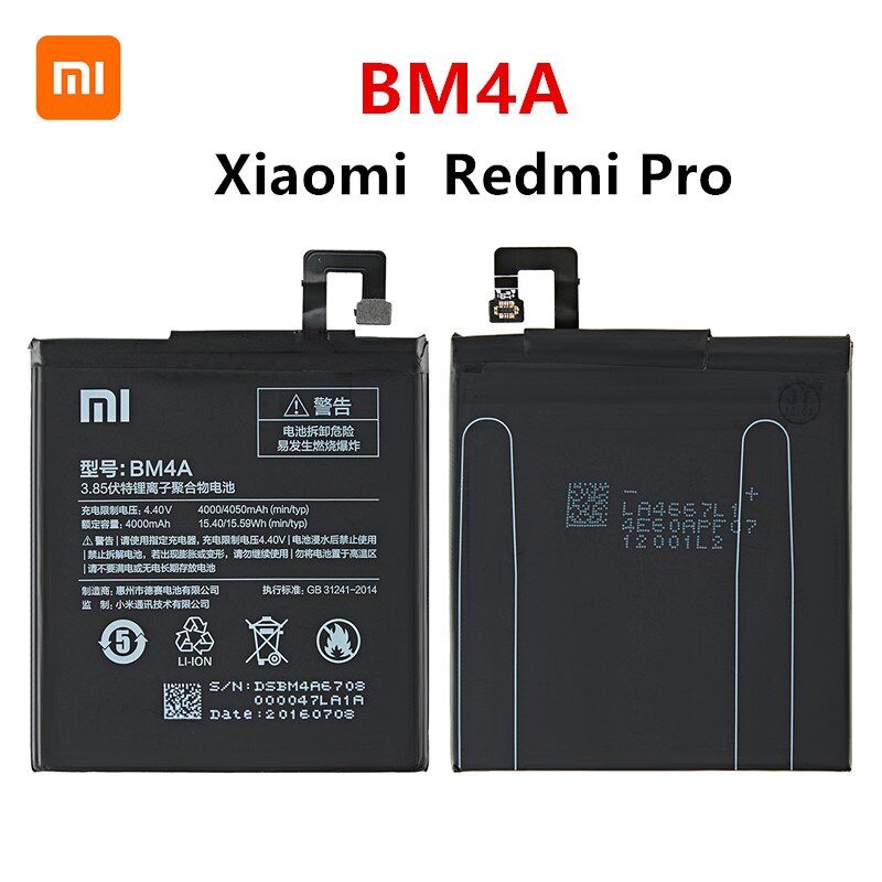 Xiao Mi 100% Orginal BM4A 4000 Mah Batterij Voor Xiaomi Hongmi Redmi Pro BM4A Telefoon Vervanging Batterijen + gereedschap