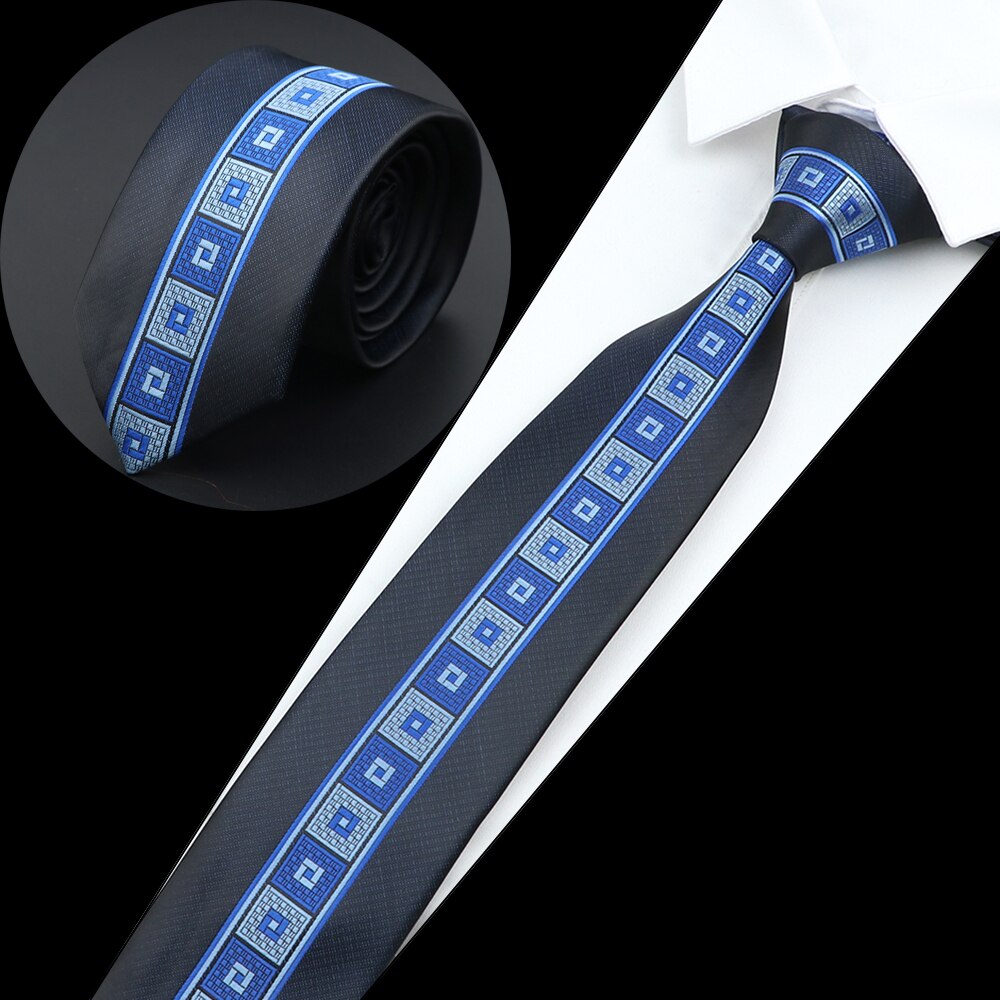 Luksuriøst herreslips jacquardvevd skinny slim 6cm svart blått blomster paisley-slips bankett festskjorte: Sølv