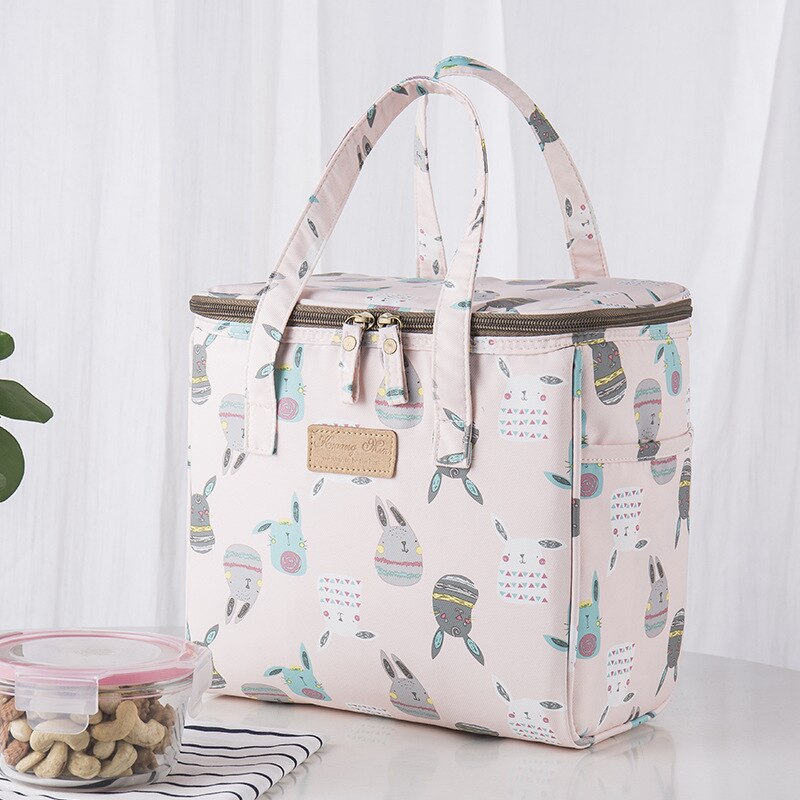 Lunch Box Portable Insulated Canvas Lunch Bag Thermal Food Picnic Lunch Bags For Women Kids: rabbit