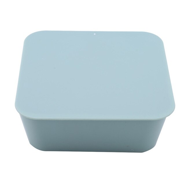 Wall-Mounted Paste Sealed Storage Box Plastic Square Finishing Storage Small Box Cosmetic Tableware Toothbrush Box: Blue