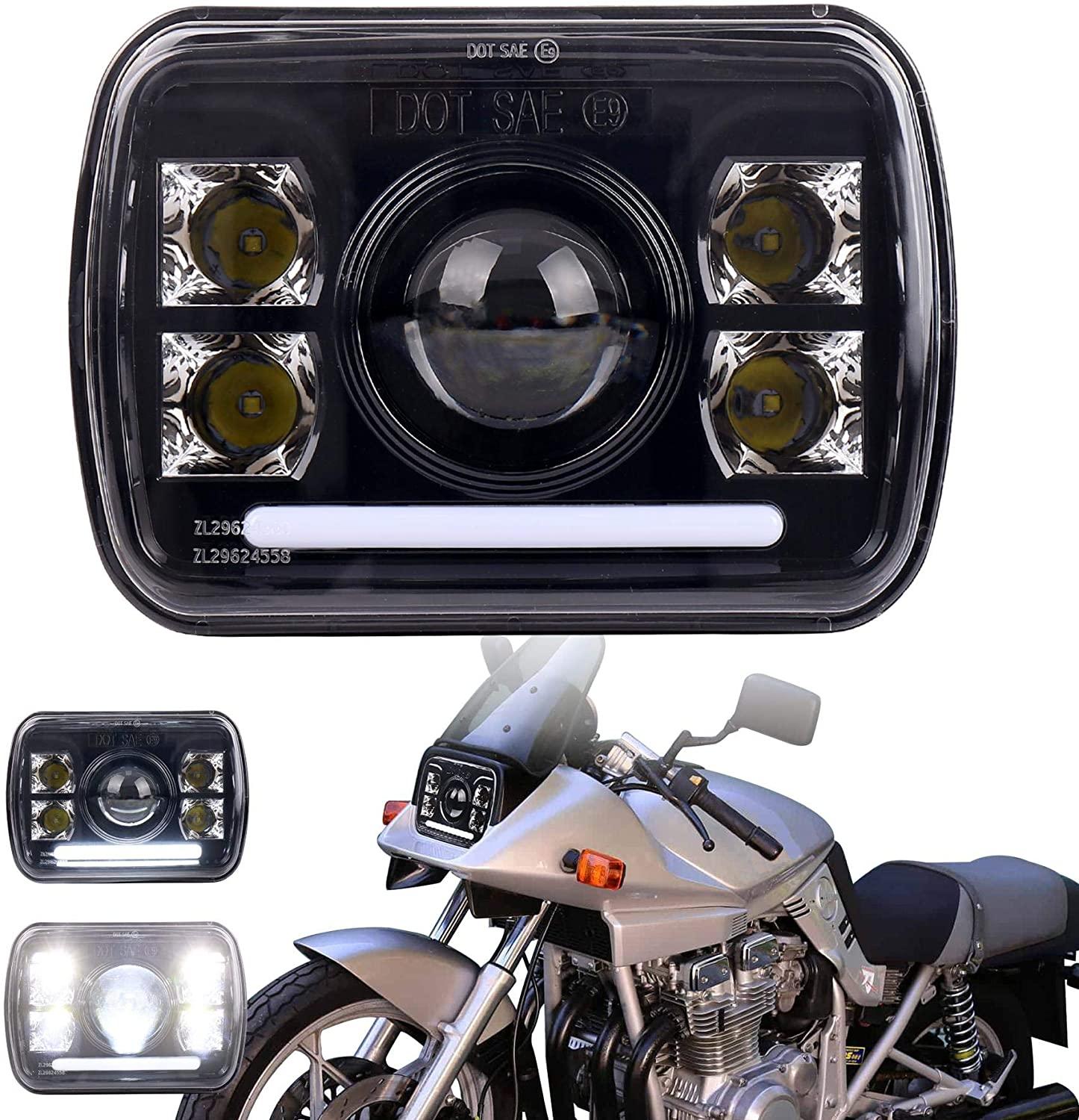 Faro LED cuadrado de 5x7 pulgadas, 60W, con luz diurna, para GSX1100S ZRX400 XJ YJ 180SX
