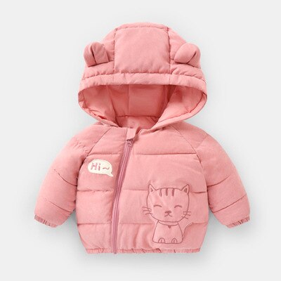 Baby Katoenen Jas Winter Kleding 6 Maand Gewatteerde Jas Top Te Houden Warm Jongens En Meisjes 1-3 Jaar oud Hooded Rits Dier Kleren: Pink / 80CM