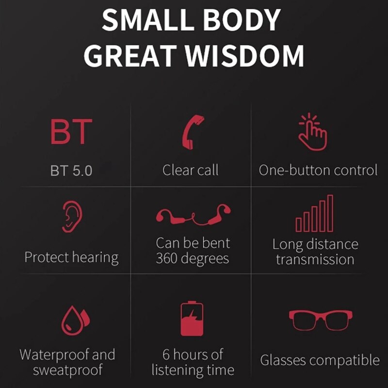 A9 Bone Conduction Headphones Painless Wireless Bluetooth 5.0 Earphone Outdoor Sports Headset Ip56 Waterproof Hands-Free