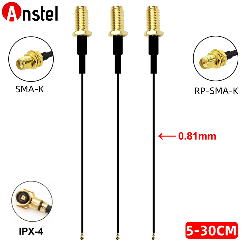 Cable Coaxial RG0.81mm U.FL IPX4 a RP-SMA hembra Pigtail 0,81mm MHF4 Cable de puente Coaxial RF para antena de enrutador WiFi