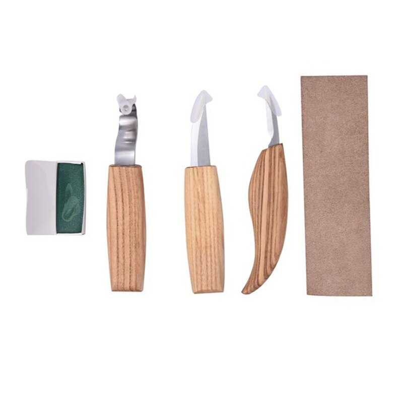 5 stk/sæt træskæringsværktøjer med snitbestandige handsker og taske til ske i udskæring  fp8