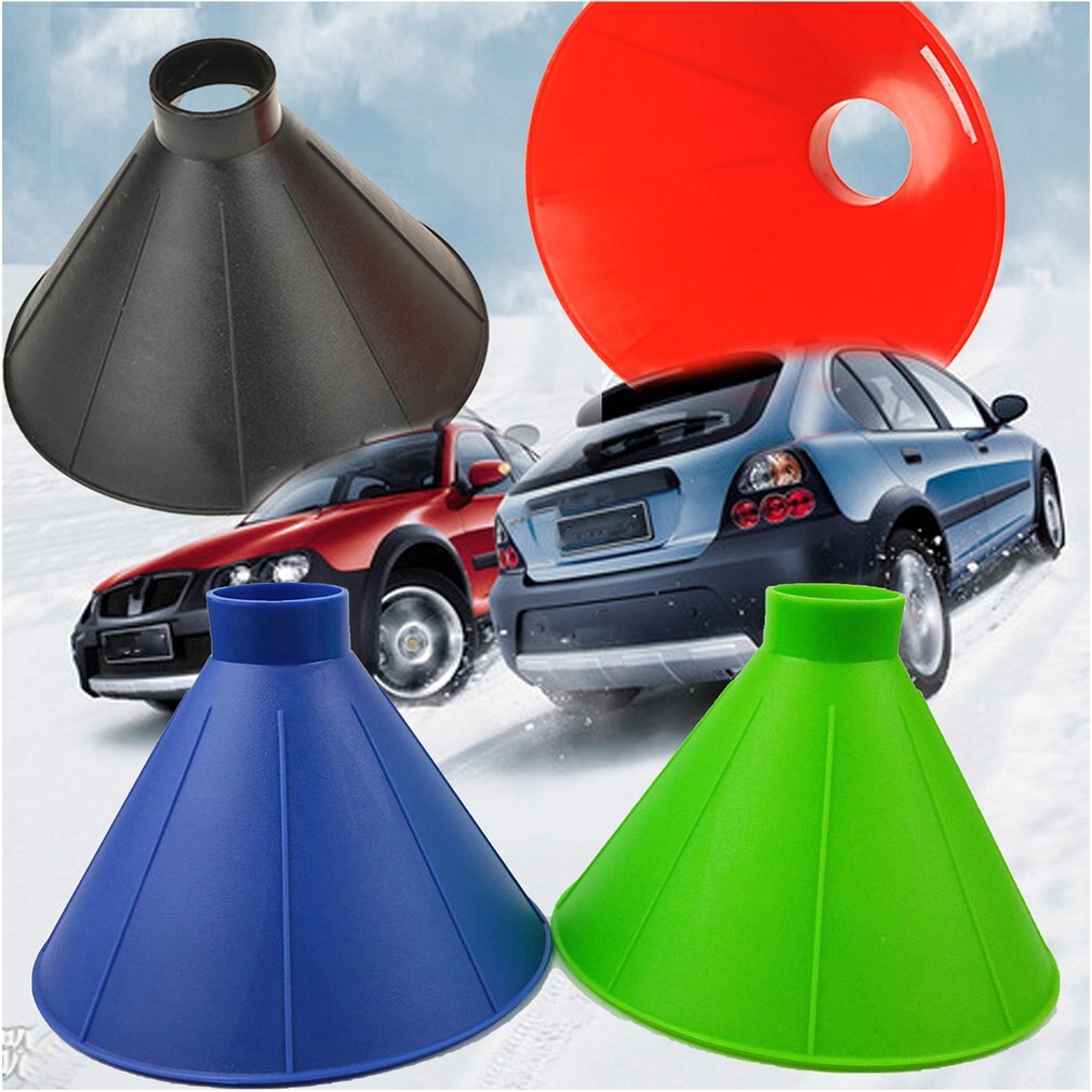 Pelle à neige pour voiture, fournitures de voiture en plastique pour l'hiver, grand entonnoir pour gratter la neige, cône rond