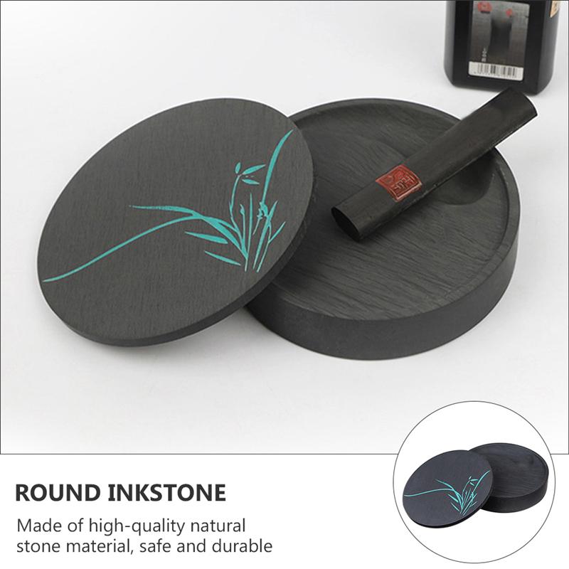 1 Set Round Inkstone Chinese Calligraphy Ink Stone Sumi Painting Inkslab