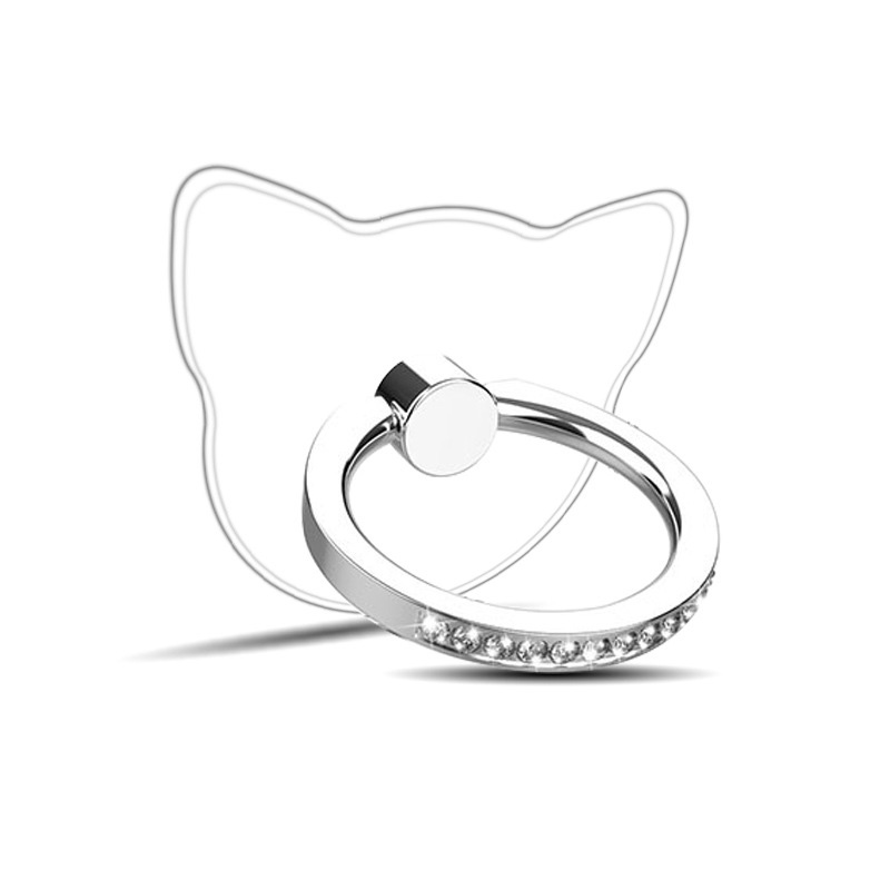 Support de bague de doigt transparent en diamant pour téléphone portable, anneau de support de téléphone, poignée rotative, accessoire de montage: Black