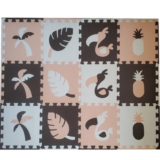 JCC 8/24 pcs Toekan Stijl Baby EVA Foam Puzzel Speelkleed/kids Tapijten Tapijt Grijpende Mat voor kinderen Tegels 30*30*1 cm: Coffee-Beige-White / 12pcs 30x30cm