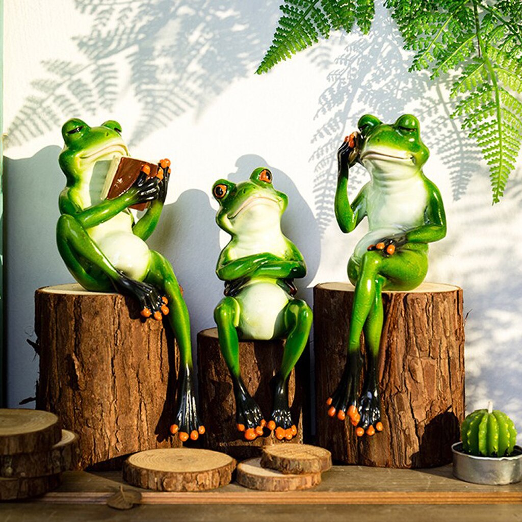 3D Frog Decoration Animal Resin Crafts Figurines Cute Crafts Toy Desktop Ornament