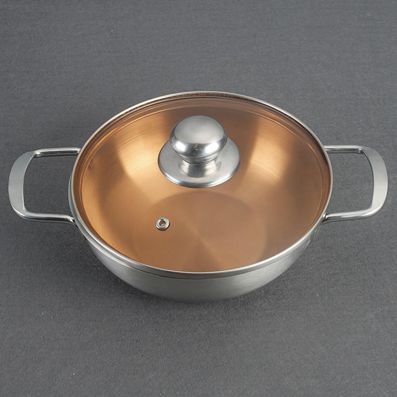 20cm Stainless Steel Ramen Pot Golden Seafood Pots Crayfish Pot Small Wok Pan Clear Soup Pot Kitchen Cooking Pot