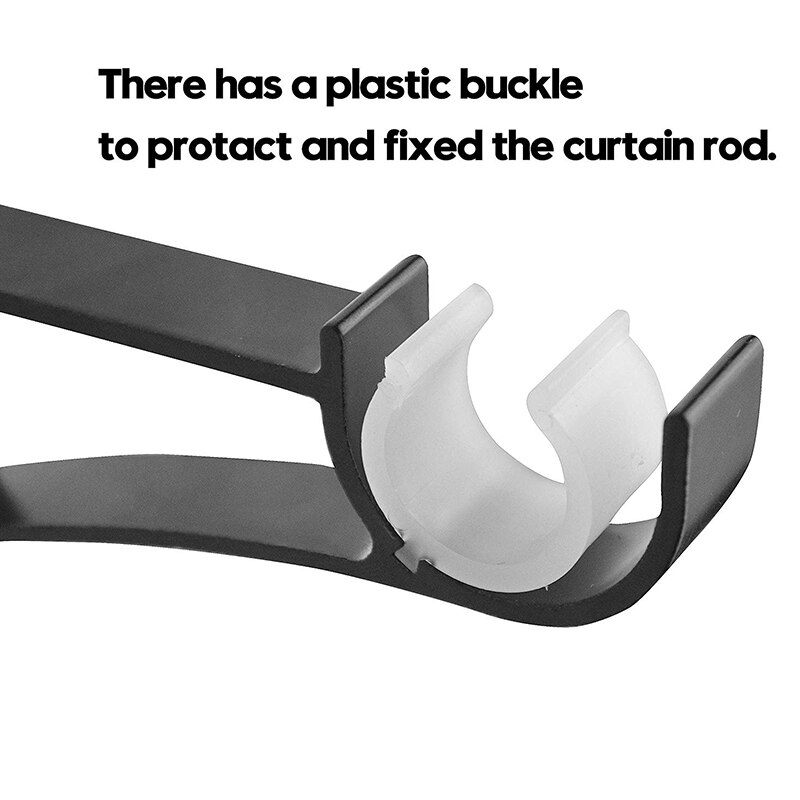 4 Pack Single Curtain Rod Brackets for Drapery Rod Aluminum Alloy Heavy Duty Curtain Rod Holders (Black)