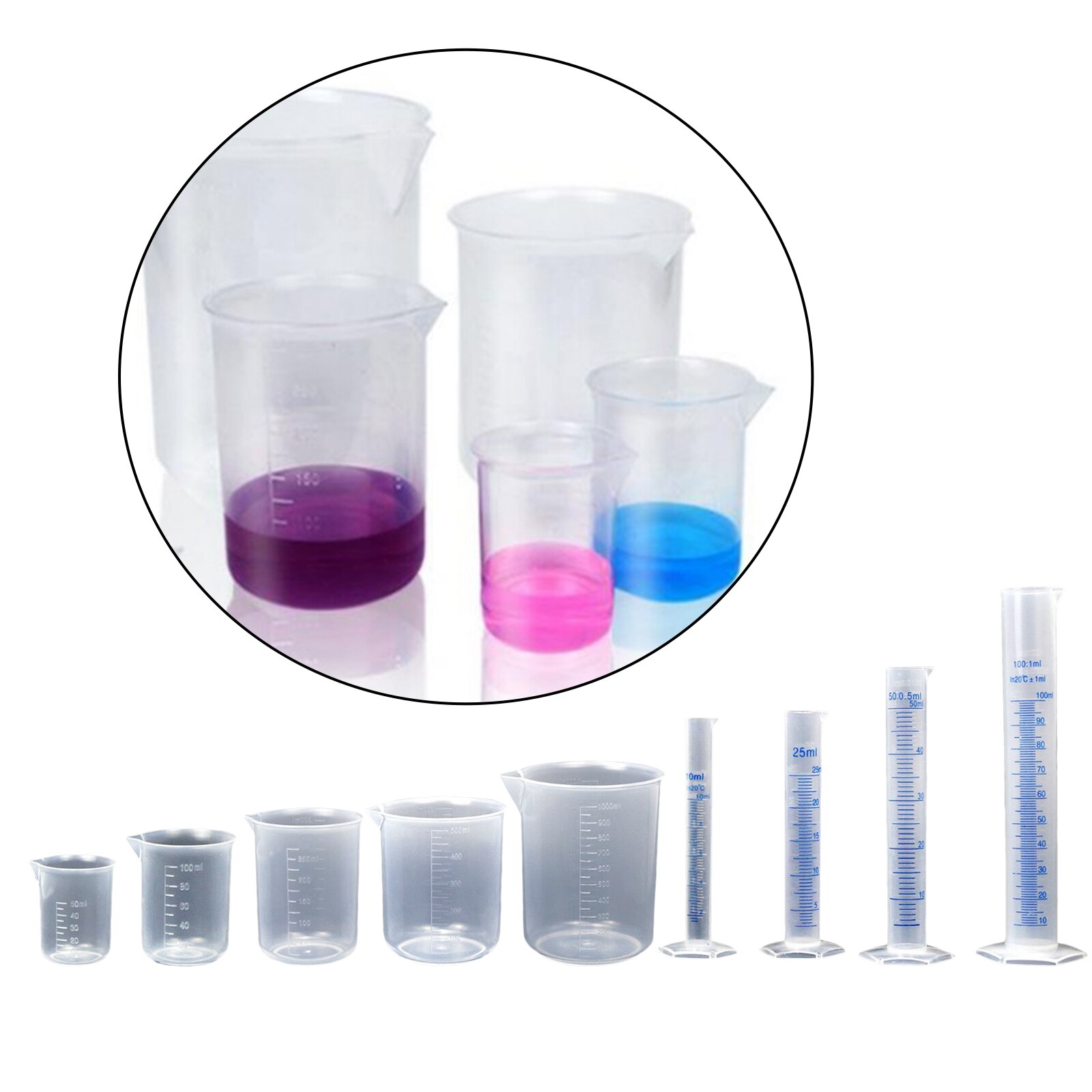 Plastic Cylinders and Beakers Set Cylinders and Beakers Set for Home and School Science Lab