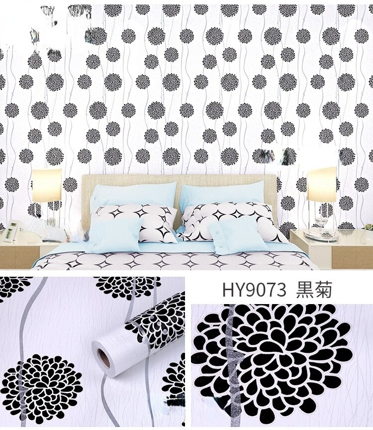 Mural Wallpaper Modern Black and White Circle Wallpaper Office Study Bedroom Landscape Self-adhesive Waterproof PVC: B