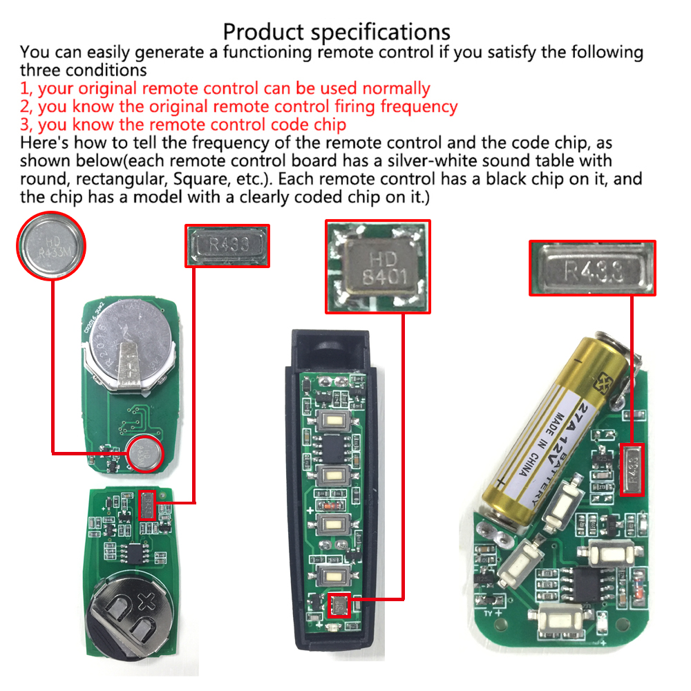 433 MHz Fernbedienung Duplikator Universal-Fernbedienungsschlüssel Copy Clone Ersatz Garagentor Schlüsselanhänger RF 433,92 MHz Sender