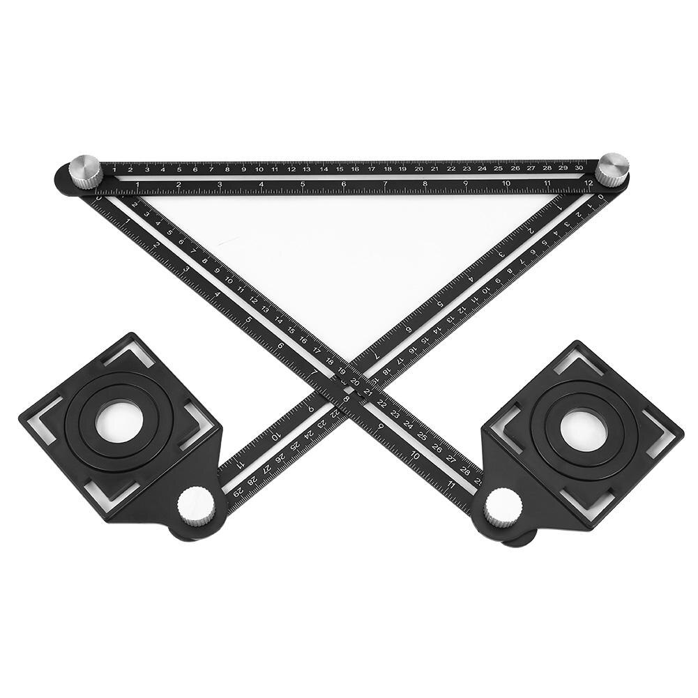 4 Folding Stainless Steel Hole Locator Adjustable Angle Ruler Drill Guide Glass Tiles Woodworking Gauges Measuring Tool