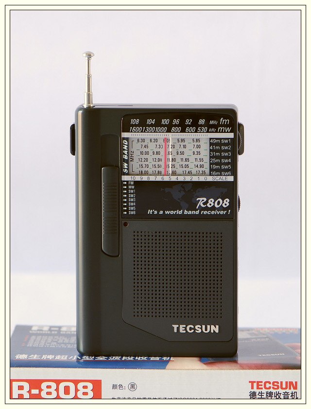 Tecsun R-808 Radio Draagbare FM/MW/SW Mini Radio Wereldontvanger + Oortelefoon FM Radio