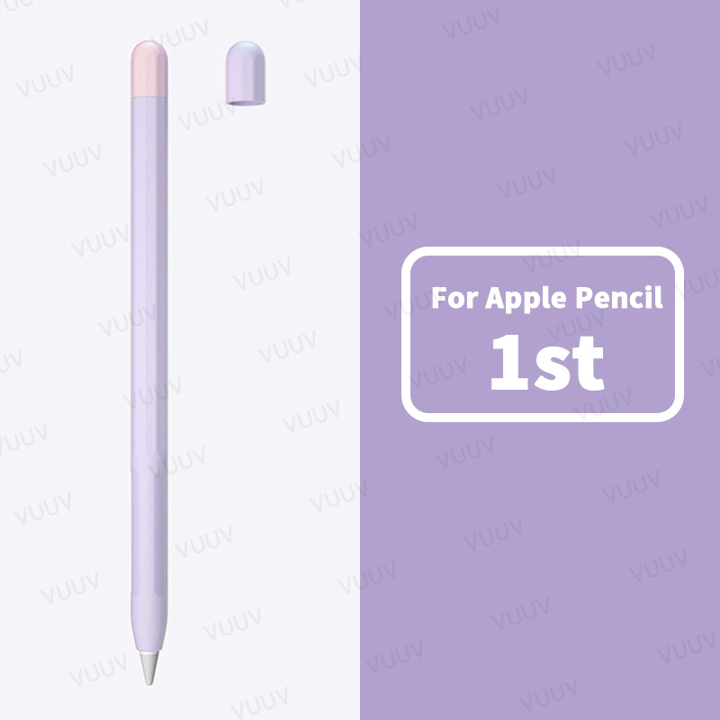 Étui souple en Silicone pour Apple Pencil, 1 ou 2 pièces, housse de protection Duotone, pour iPad de 1ère et 2ème génération: 1st Purple