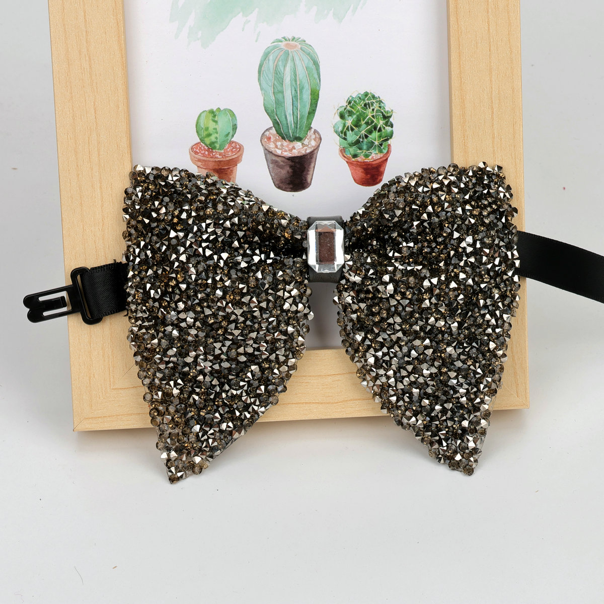Nueva de lujo, pajarita grande con diamantes de imitación, pajarita grande negra dorada brillante para hombres, corbatas para de boda y negocios, accesorios de: Marfíl
