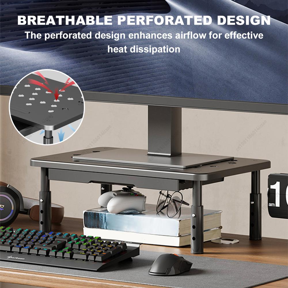 Datorskärmstativ 3 höjdjusterbara skärmhöjare med luftflödesventiler laptopstativ för skärm bärbar dator skrivare