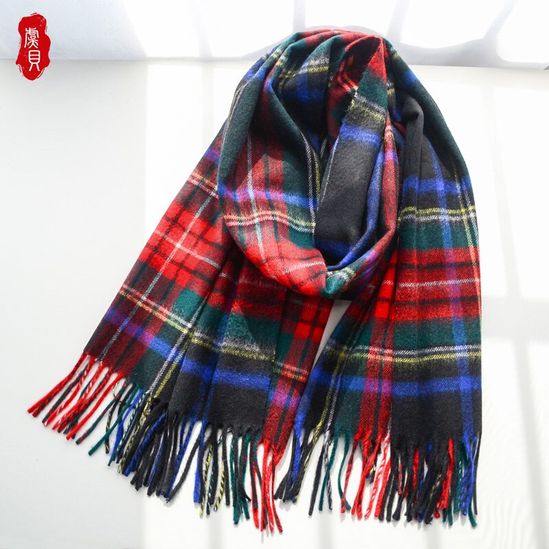 Brytyjski czarny pled szalik wełniany kobiety zimowe ciepłe rozszerzone frędzle moda szale szal mężczyźni długi szal paszmina chustka Christmas prezent