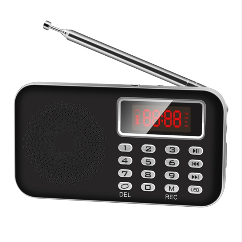 Radio FM Portable Personnes Âgées Radio FM Numérique Affichage Multi-fonction Carte Enregistreur: Default Title