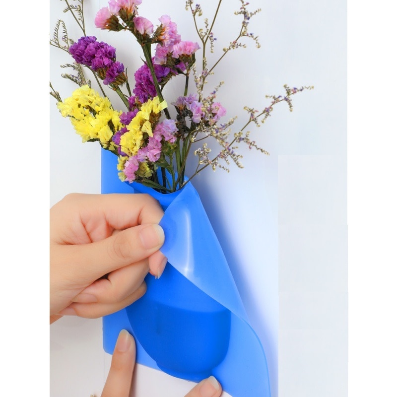 Silikone klæbrig vase let aftagelig væg og køleskab magiske blomsterplante vaser gør-det-selv boligdekoration glas spejl dekoration