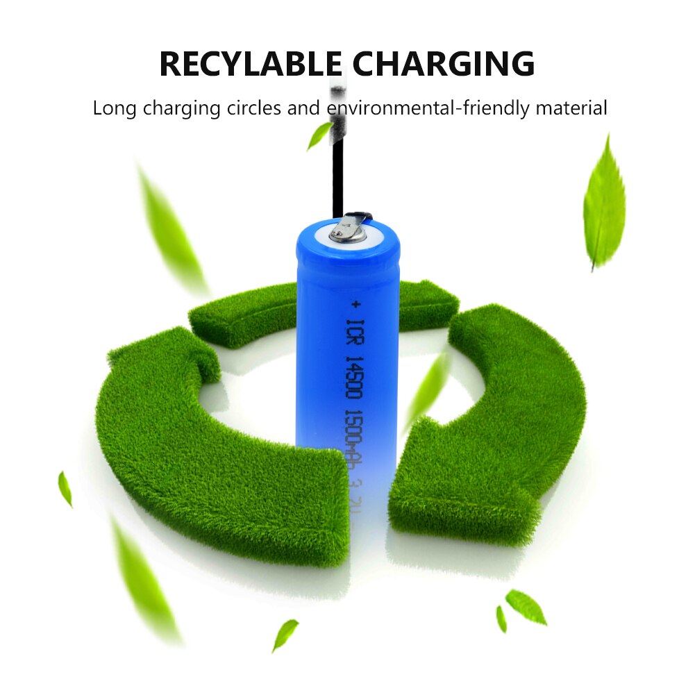 1/2/4 Pcs ICR 14500 1500mAh Li-ion Battery With 2 DIY Wires Torch Flashlight Power Bank LED Light 14500 Replacement Battery