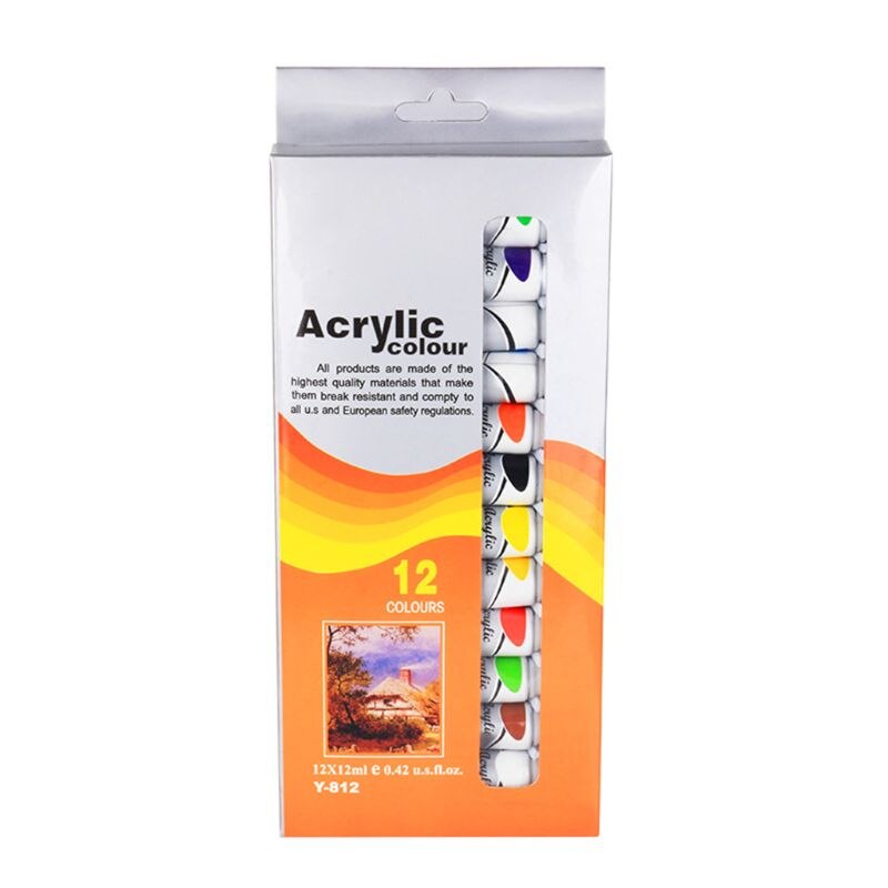 12 Colors Acrylic Paint Set 12ml Tubes Drawing Painting Pigment DIY 2XPF