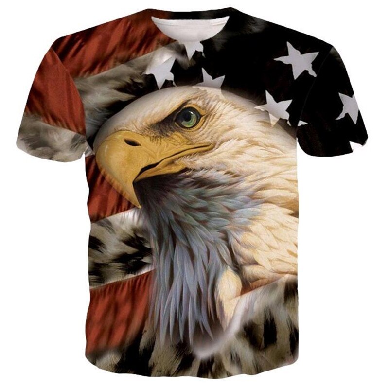Redcats Retro Amerikaanse Vlag Eagle Print Casual Mannen Korte Mouwen T-shirt Tops