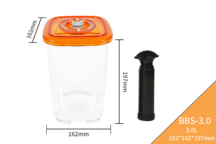 LAIMENG Vacuum Container Plastic Food Storage Container With Lid Damp Proof Large Capacity Kitchen Box for Vacuum Sealer S250: BBS-3.0